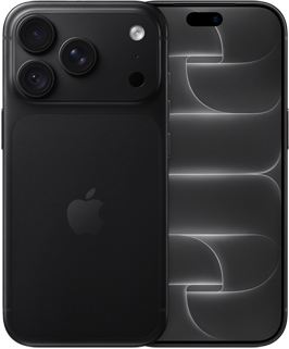 iPhone 18 Pro nero mostrato da dietro, sistema di fotocamere Pro Fusion in alto, logo Apple al centro; e mostrato di fronte, design all-screen